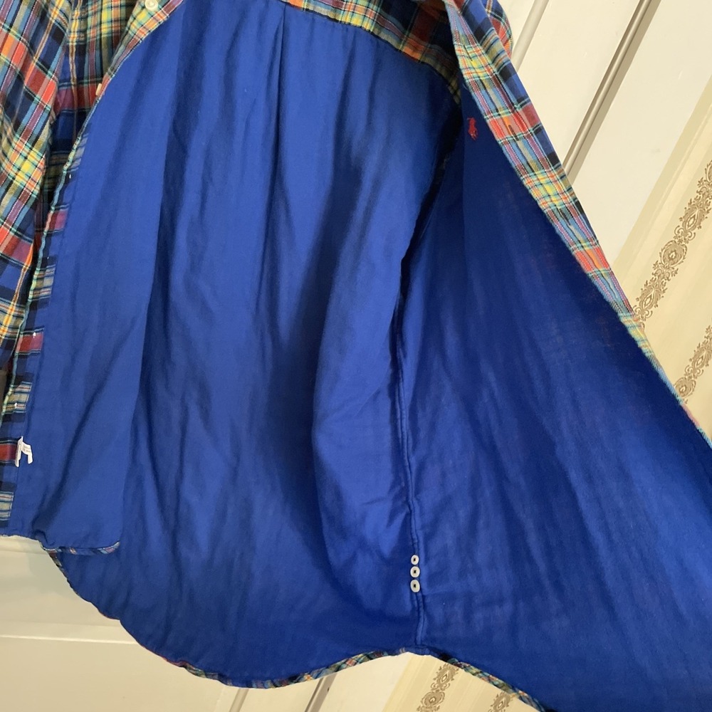 Vintage Polo Ralph Lauren Flannel Shirt | Bright Color | Large Lined Pony - Picture 9 of 10